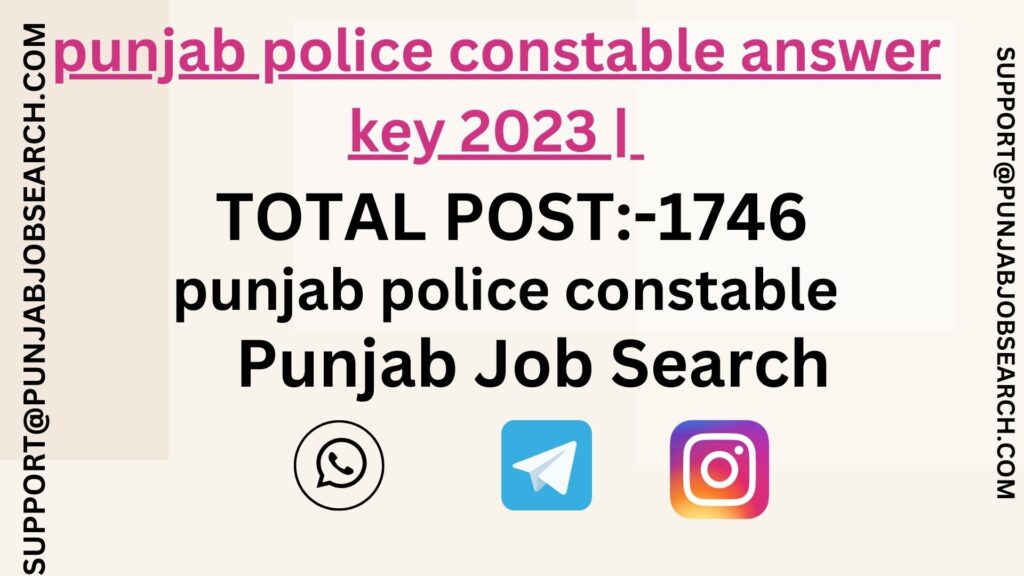 punjab police constable answer key 2023 | 